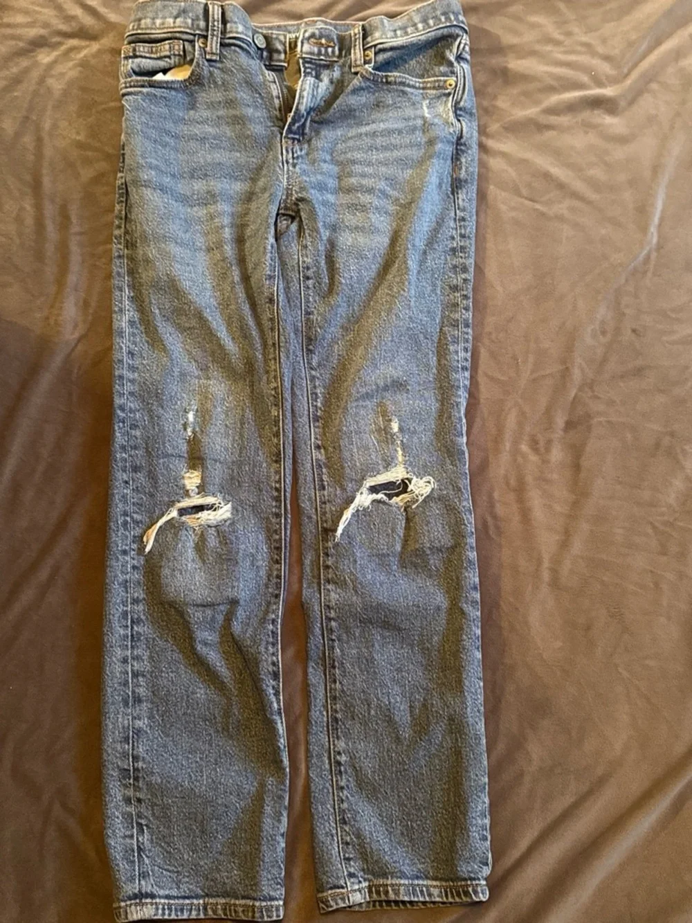 Old Navy Ripped Dark Blue Straight Leg Jeans
